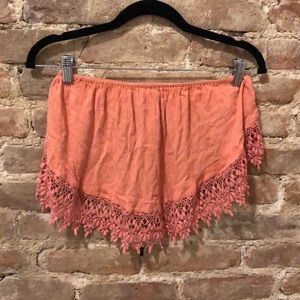 Pink Strapless Crop Top